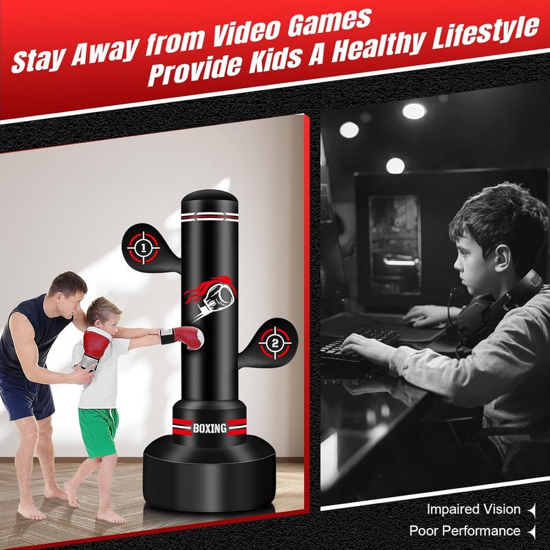 JUOIFIP Upgraded Heavy Freestanding Punching Bag for Adults Teens, 70” Standing Punching Bag Kicking Bag Heavy Bag, Women Men Kickboxing Bags for Training MMA Fitness Home Gym - Image 3